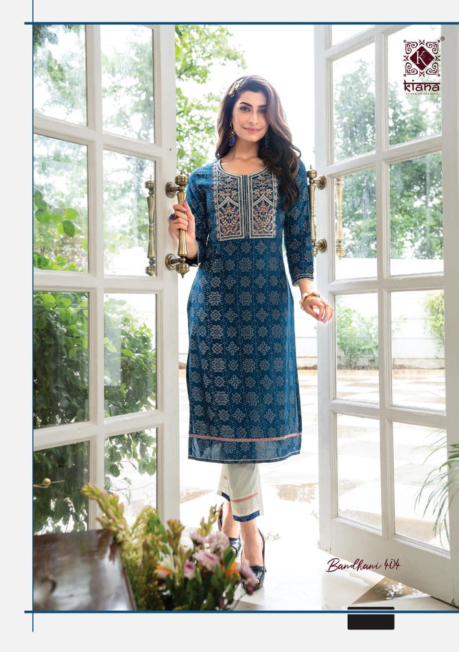 Kiana Bandhani 4 Exclusive Wholesale Kurti With Bottom Collection 